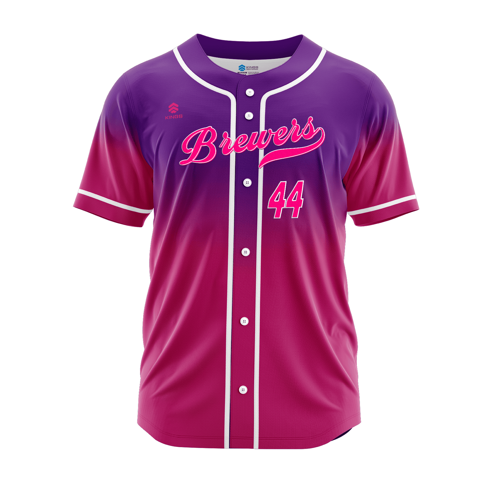 Full button pink purple baseball jersey