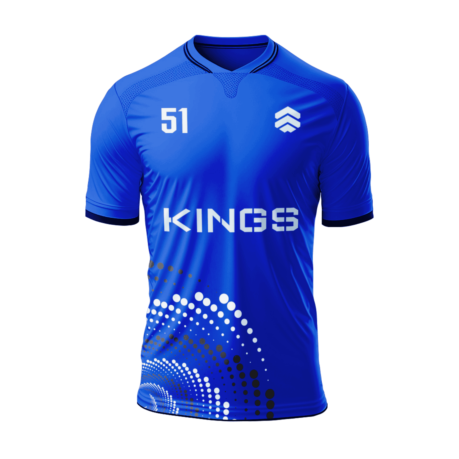 Pantalla de Padel Azul con diseño blanco y logo Kings